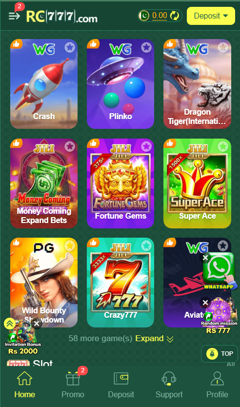 rc777 game available slot games screenshot