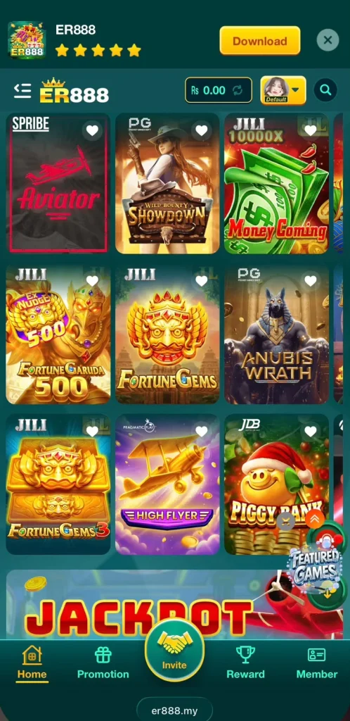 ER888 game available games screenshot