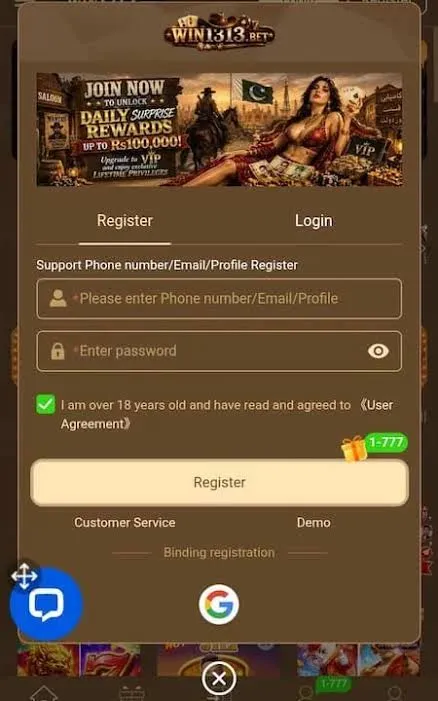 How to Register on Win1313 Game