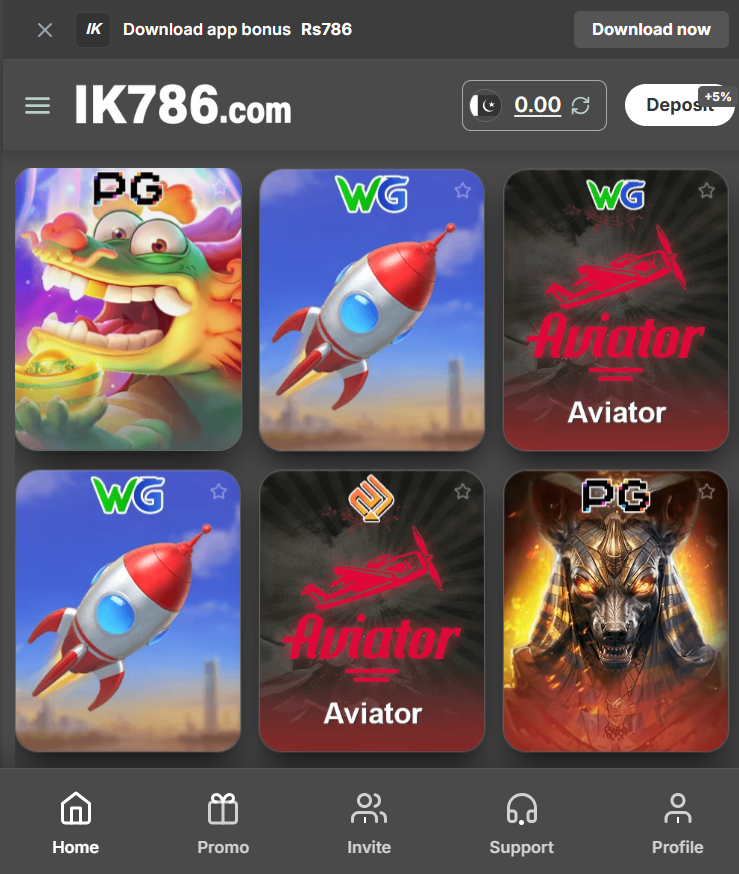 Available Games in IK786 screenshot
