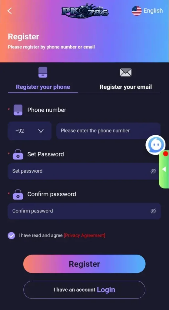 PK786 Game Login Guide